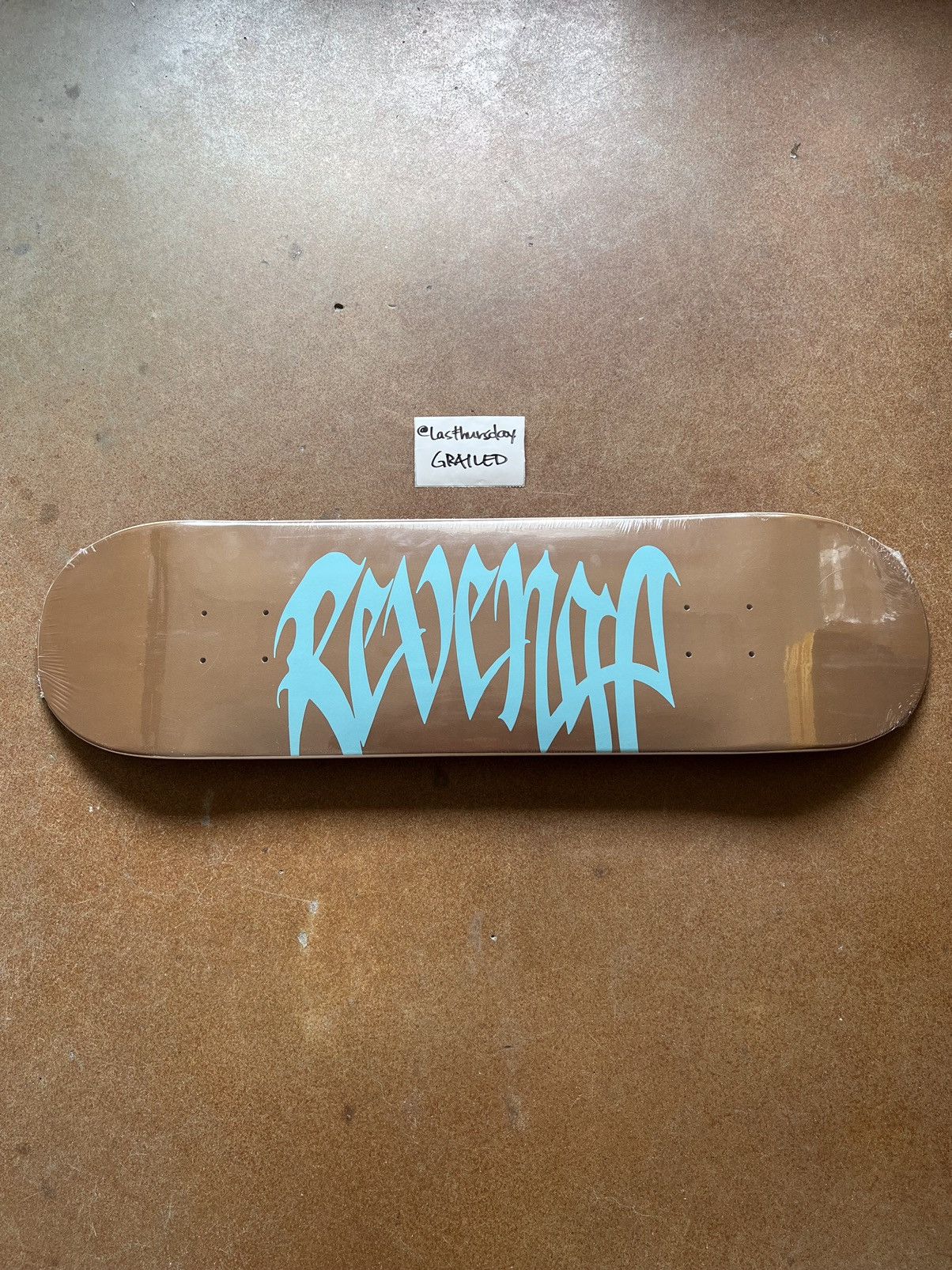 image of Revenge Arch Logo Skateboard Deck Brown/turquoise, Men's