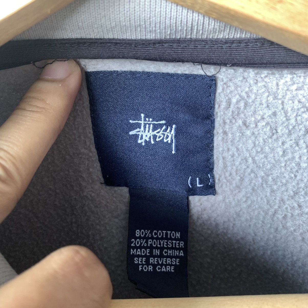 Stussy × Vintage Vintage Stussy Japan Grey Utility Sweater Jacket Size US L / EU 52-54 / 3 - 8 Thumbnail
