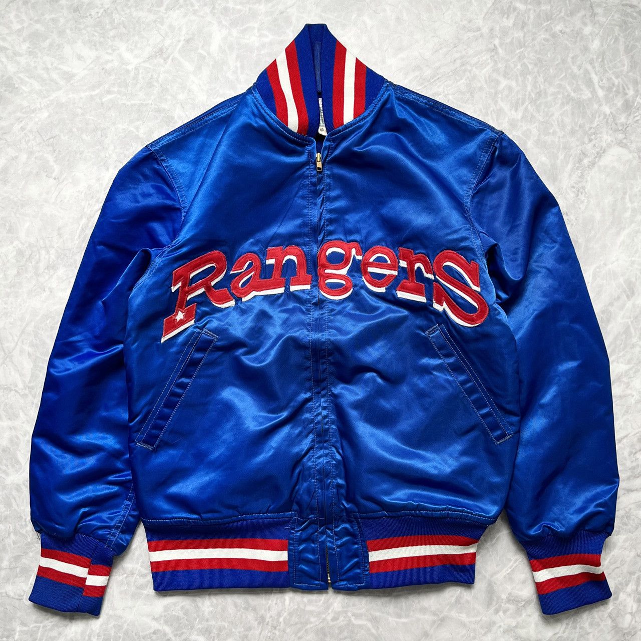 VTG 80s 90s MLB TEXAS RANGERS SATIN BOMBER JACKET
