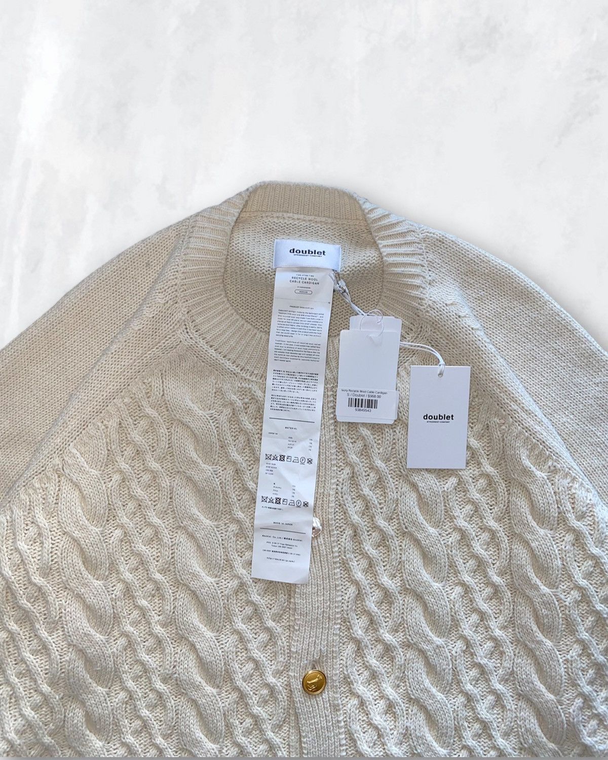 トップス doublet RECYCLE WOOLCABLE CARDIGAN IVORY Doublet Recycle