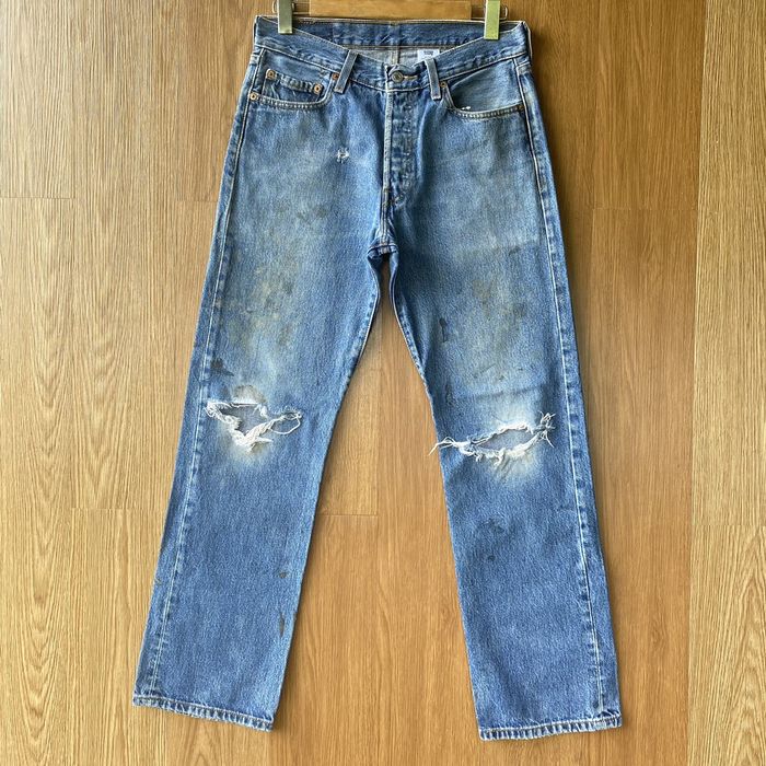 Levis Vintage Levis 501 Distressed Denim Dirty Faded Blue Jeans Grailed