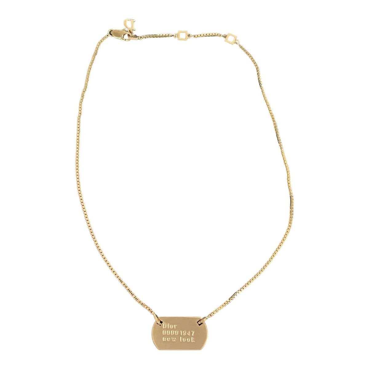 image of Dior New Look 1947 Dog Tag Necklace in Gold, Women's