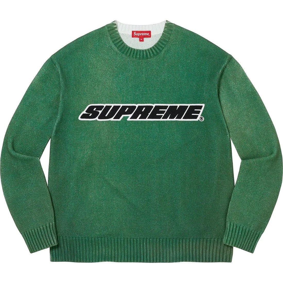 image of Supreme Printed Washed Sweater in Olive, Men's (Size XL)