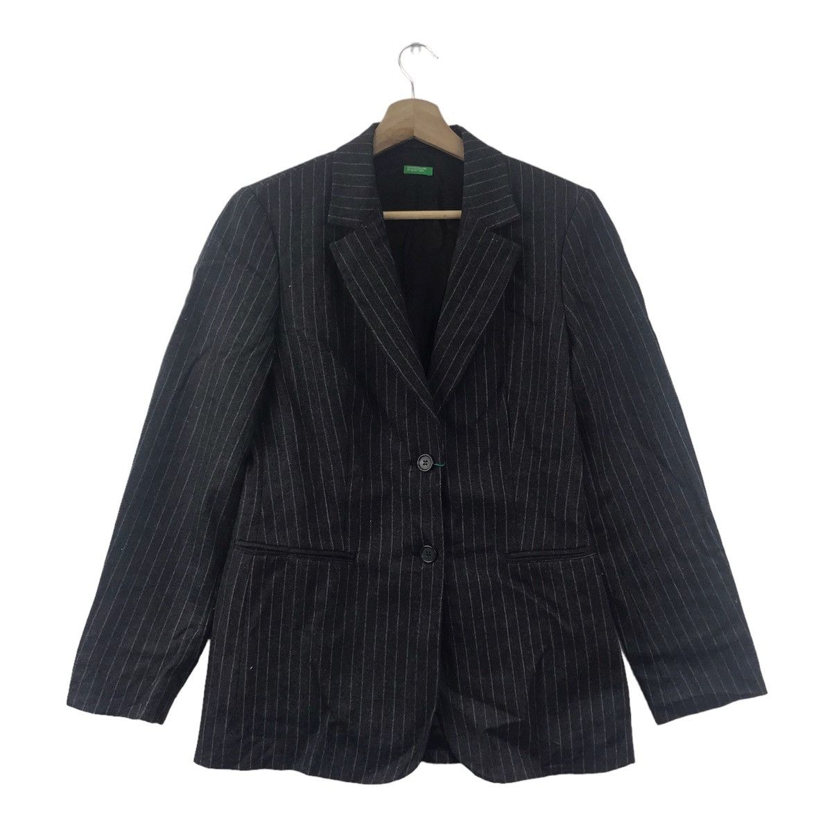 United Colors Of Benetton UNITED COLOR of BENETTON Stripes Black Blazer Coat Size US S / EU 44-46 / 1 - 1 Thumbnail