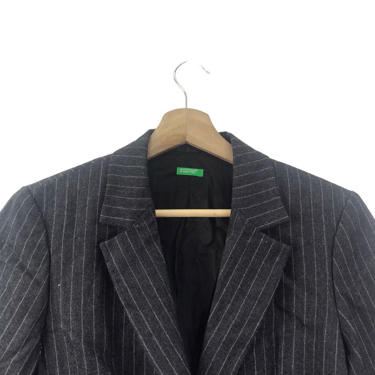 United Colors Of Benetton UNITED COLOR of BENETTON Stripes Black Blazer Coat Size US S / EU 44-46 / 1 - 2 Thumbnail