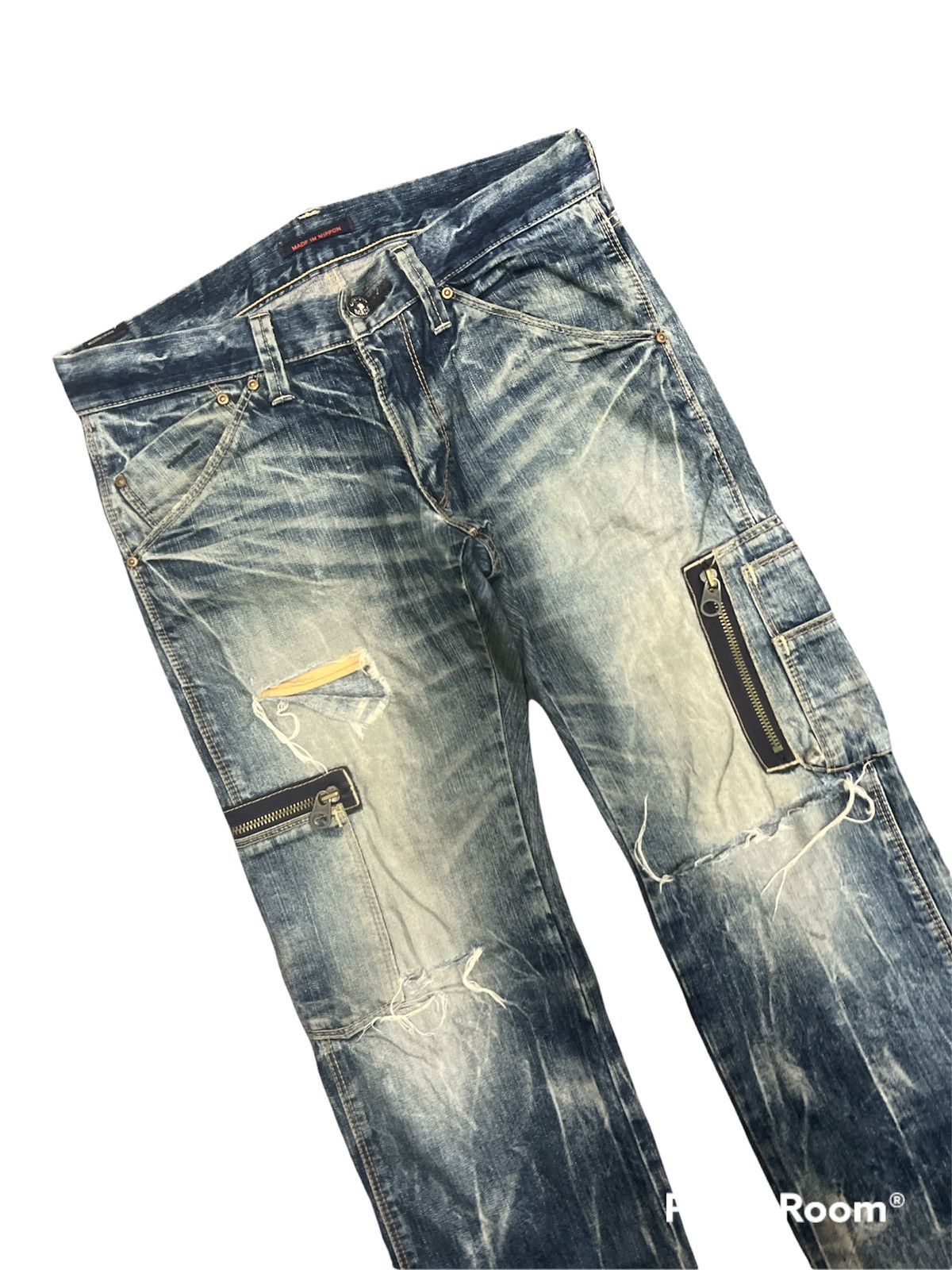 Japanese Brand Thrashed Distressed Ripped Blue way made japan Cargo Denim Size US 30 / EU 46 - 4 Thumbnail