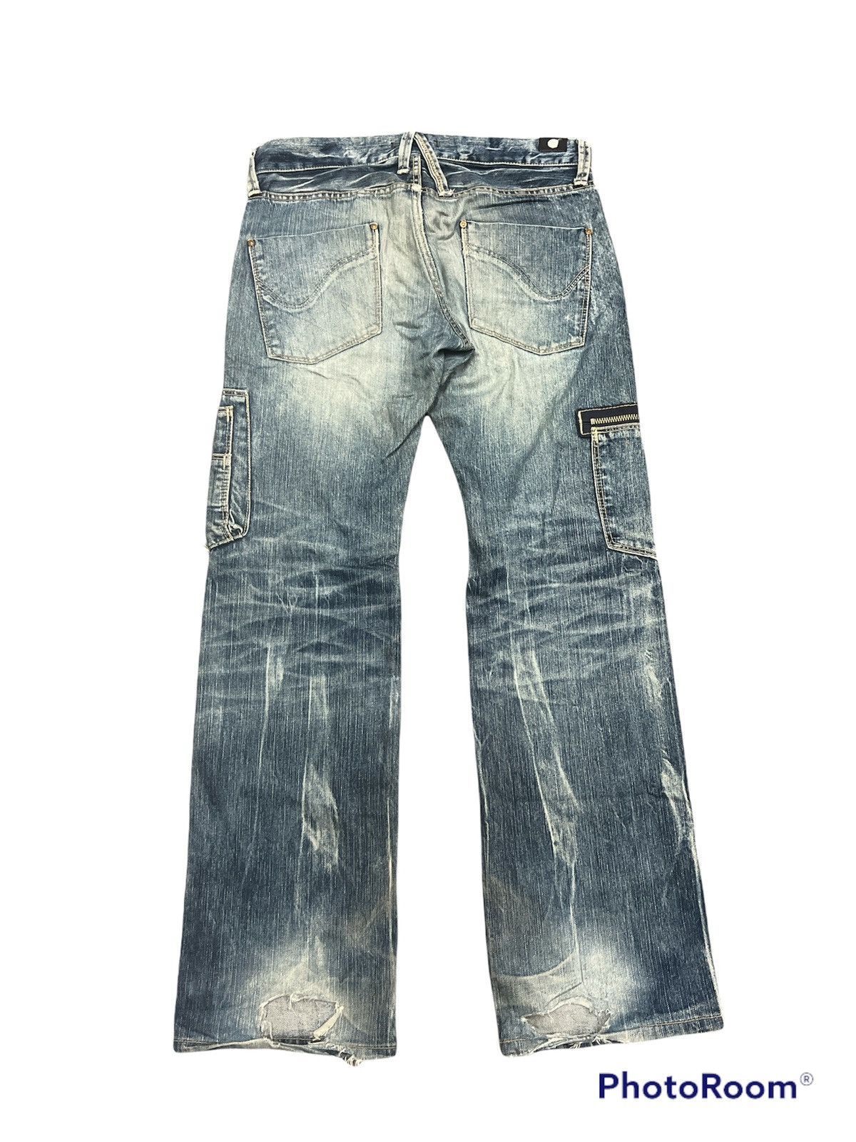 Japanese Brand Thrashed Distressed Ripped Blue way made japan Cargo Denim Size US 30 / EU 46 - 5 Thumbnail