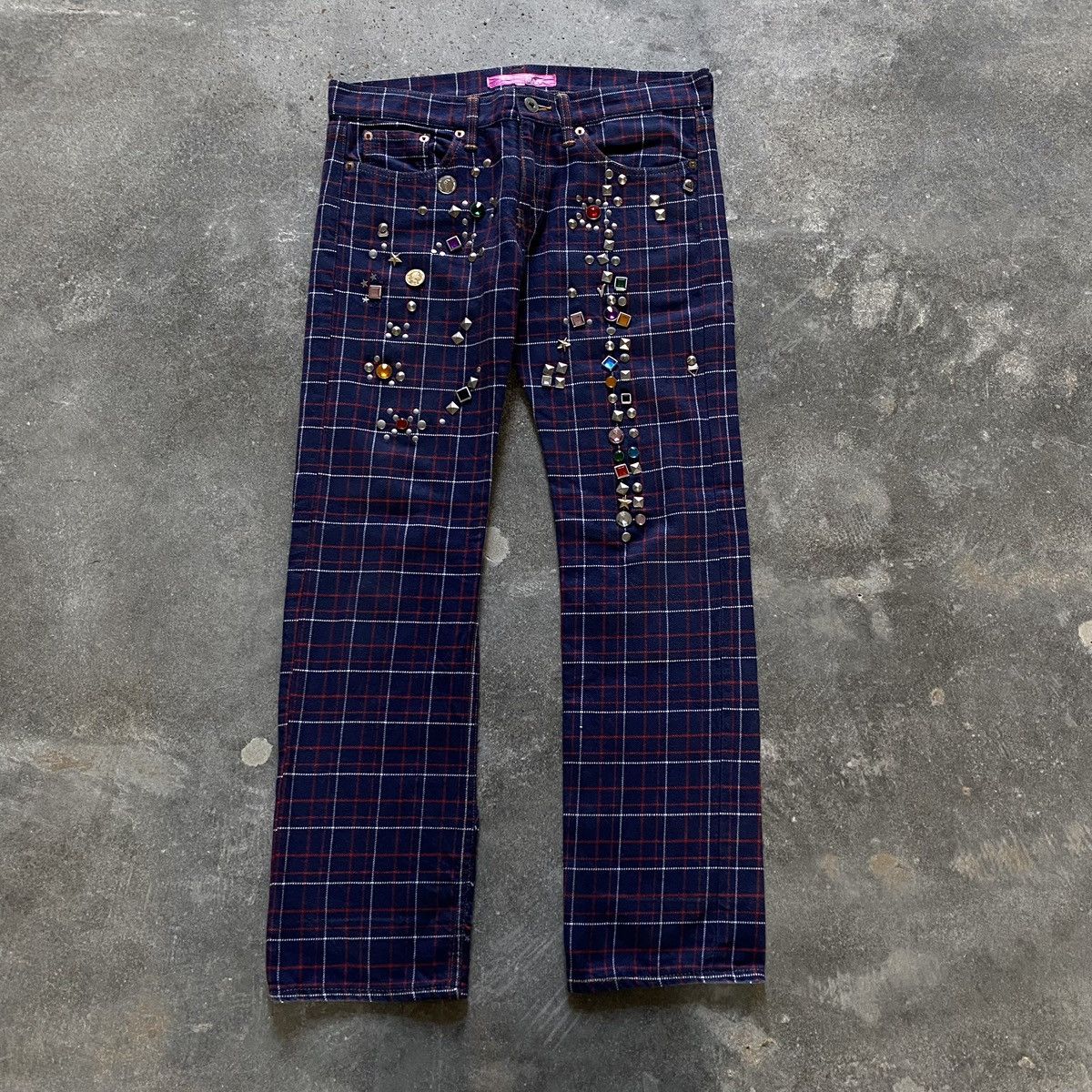 Comme des Garcons Junya Watanabe AD2002 studded plaid pants | Grailed