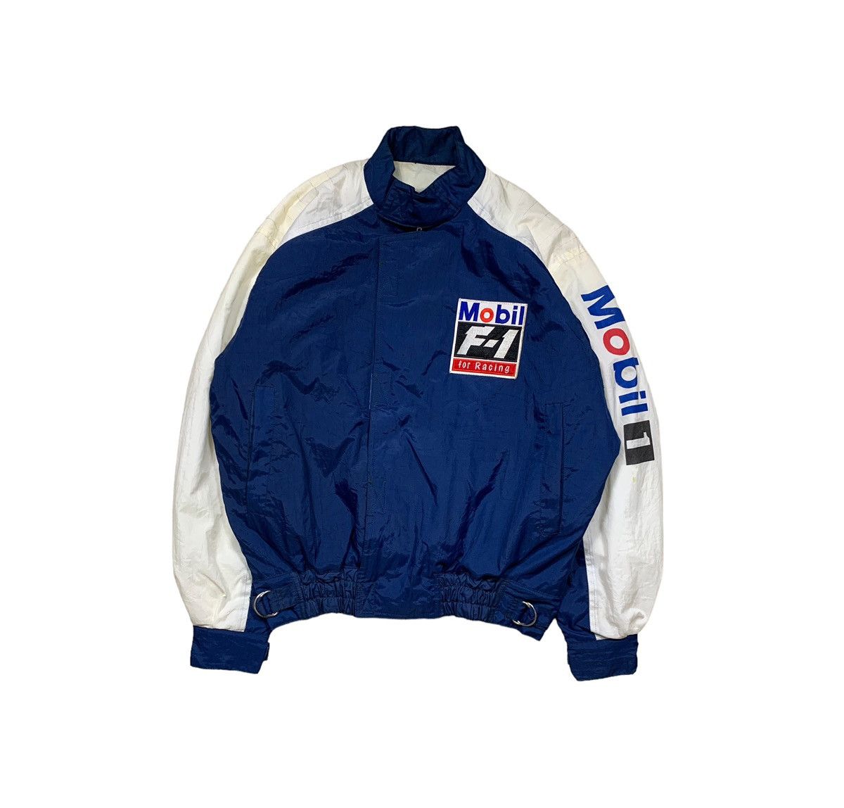 image of Avant Garde x Racing Vintage Formula 1 Racing Mobil 1 Jacket Team Pegasus in Blue (Size Large)