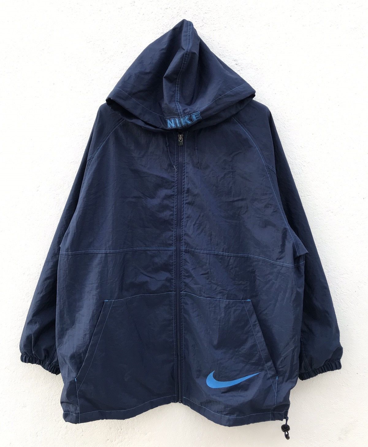 Nike Vintage Nike Block Big Logo Hooded Windbreaker Jacket Size US M / EU 48-50 / 2 - 2 Thumbnail