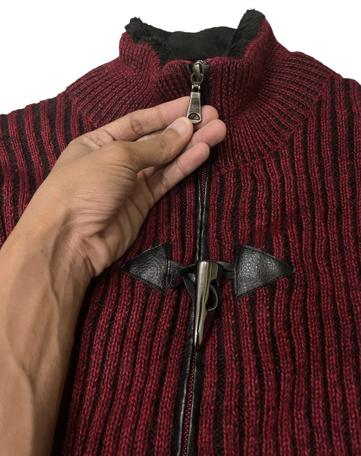 Le Grande Bleu (L.G.B.) Vintage Semantic Design Knitted Zipper Jacket Size US M / EU 48-50 / 2 - 14 Thumbnail