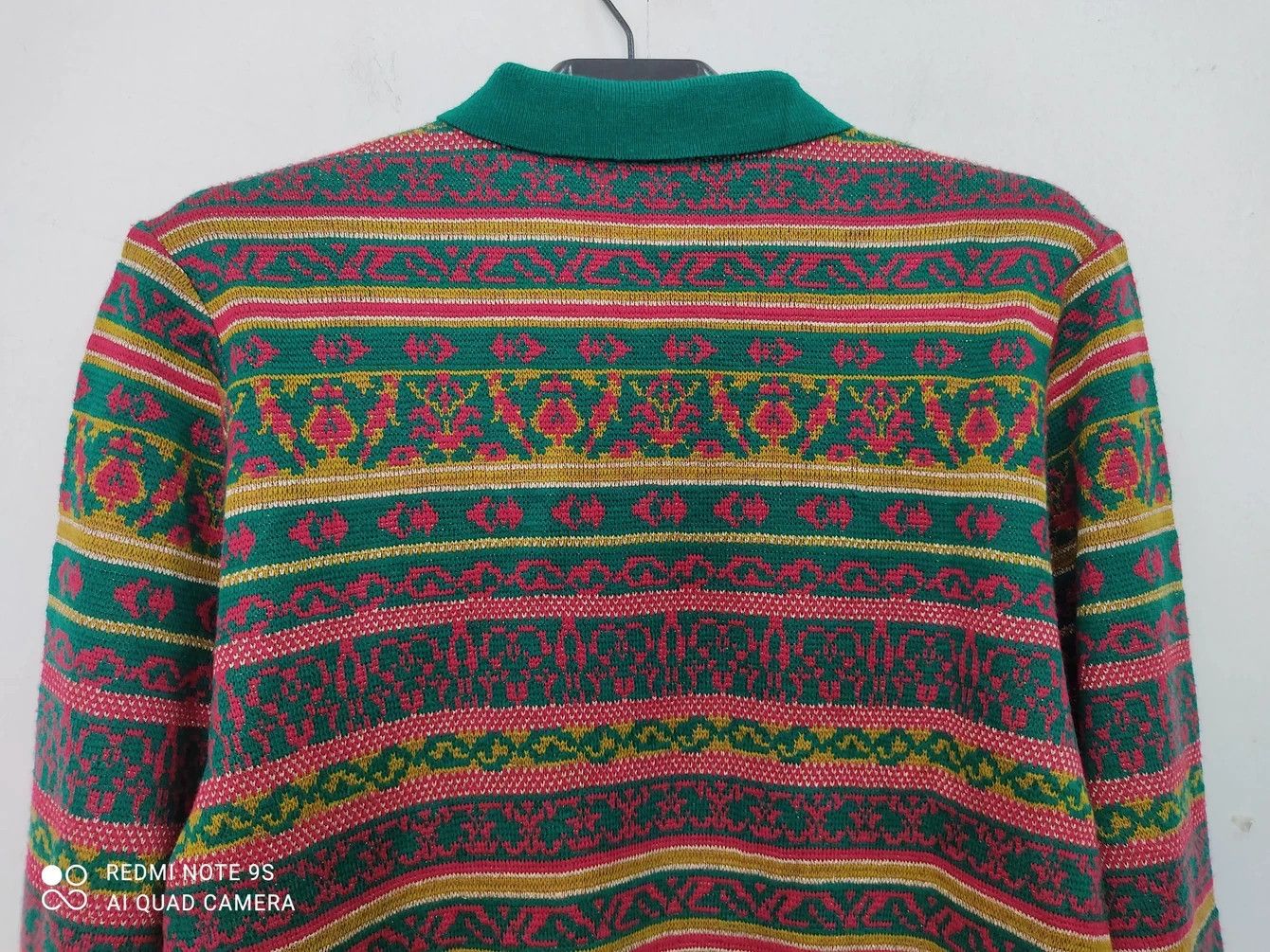 Native Rare ! Vintage Green Wedge Stripe Art Motif Knitwear Jumper Size US M / EU 48-50 / 2 - 10 Thumbnail