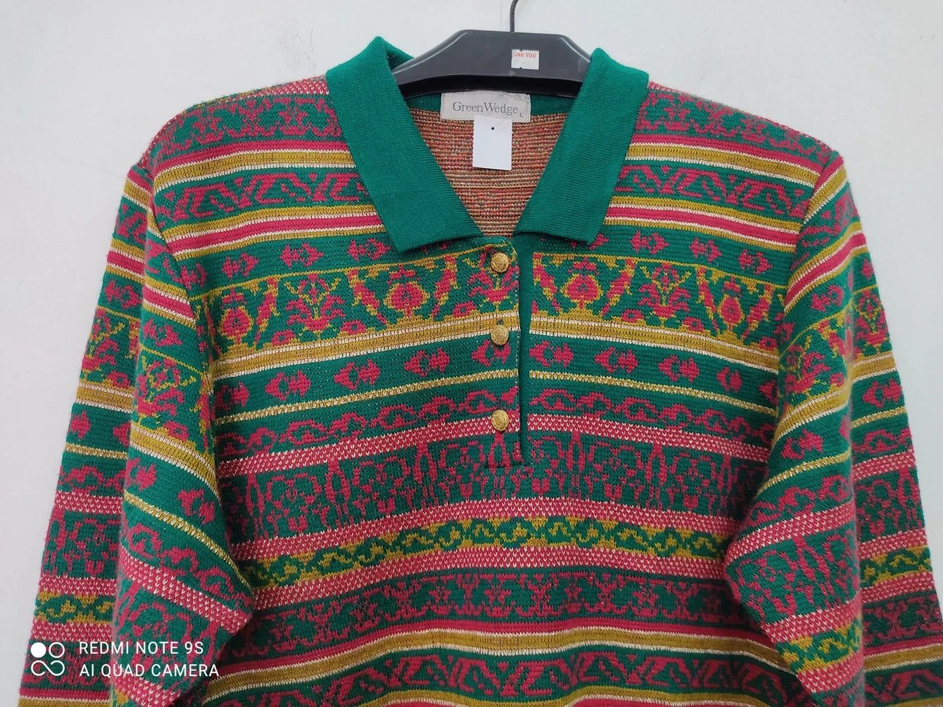 Native Rare ! Vintage Green Wedge Stripe Art Motif Knitwear Jumper Size US M / EU 48-50 / 2 - 2 Thumbnail
