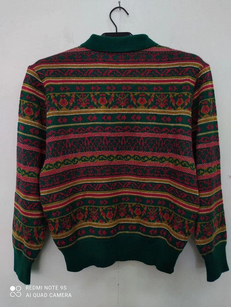 Native Rare ! Vintage Green Wedge Stripe Art Motif Knitwear Jumper Size US M / EU 48-50 / 2 - 9 Thumbnail