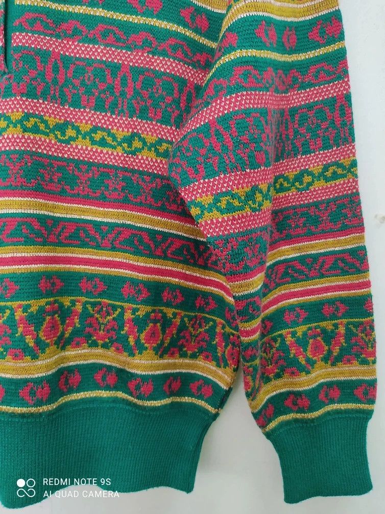 Native Rare ! Vintage Green Wedge Stripe Art Motif Knitwear Jumper Size US M / EU 48-50 / 2 - 7 Thumbnail