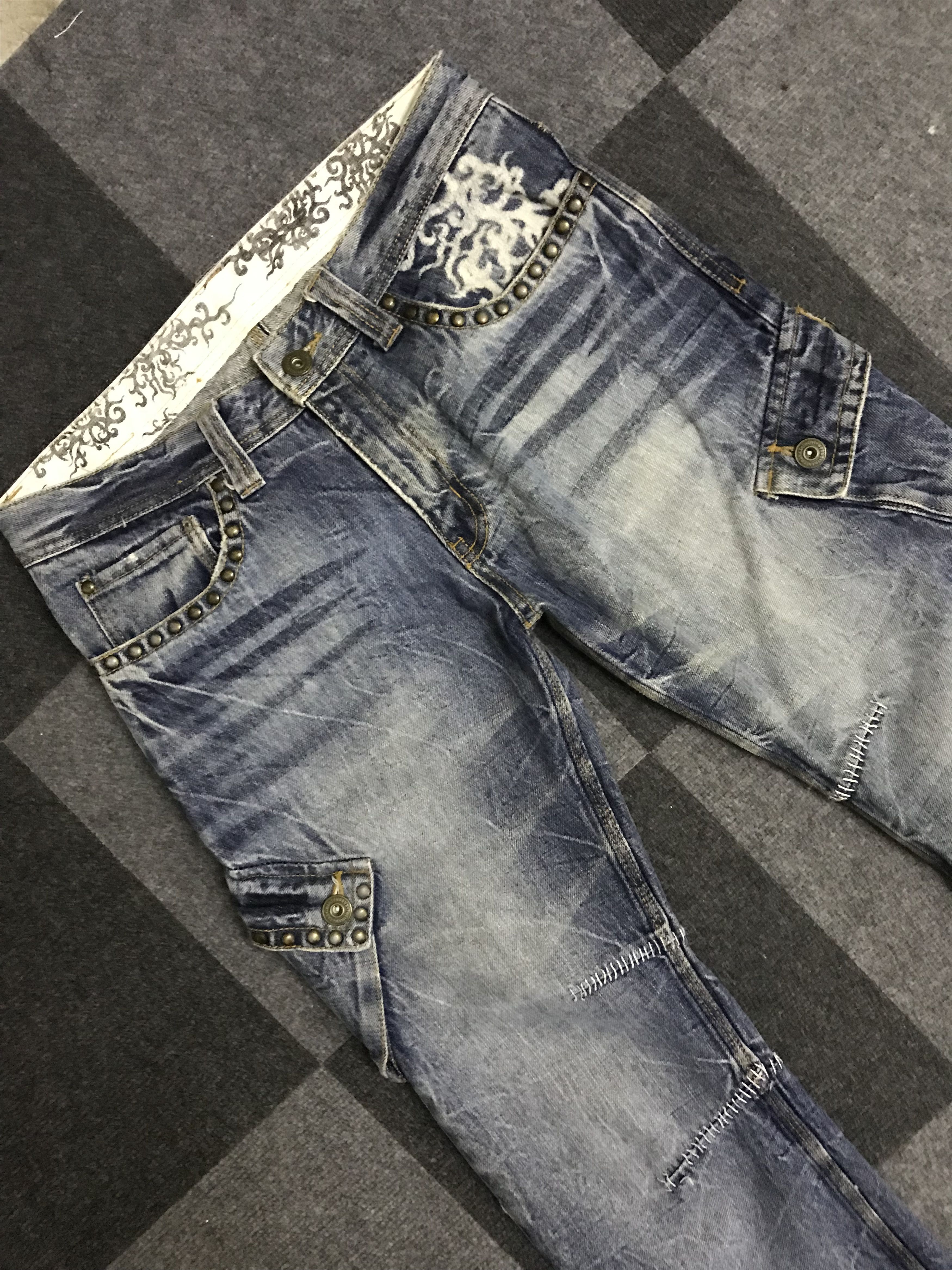 Japanese Brand D115 TWENTYWORKS Japan Riveted Cargo Jeans Size US 32 / EU 48 - 4 Thumbnail