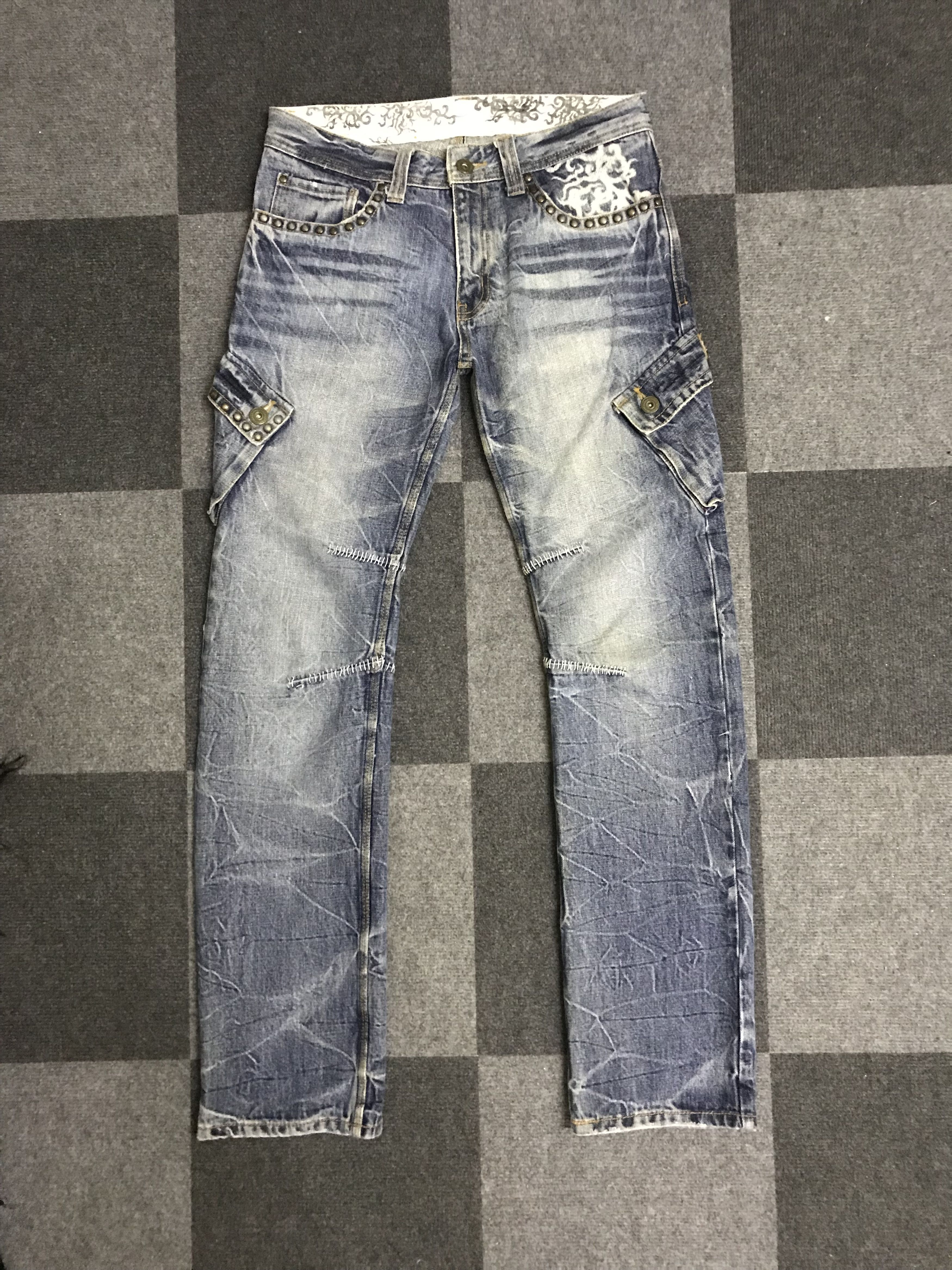 Japanese Brand D115 TWENTYWORKS Japan Riveted Cargo Jeans Size US 32 / EU 48 - 3 Thumbnail