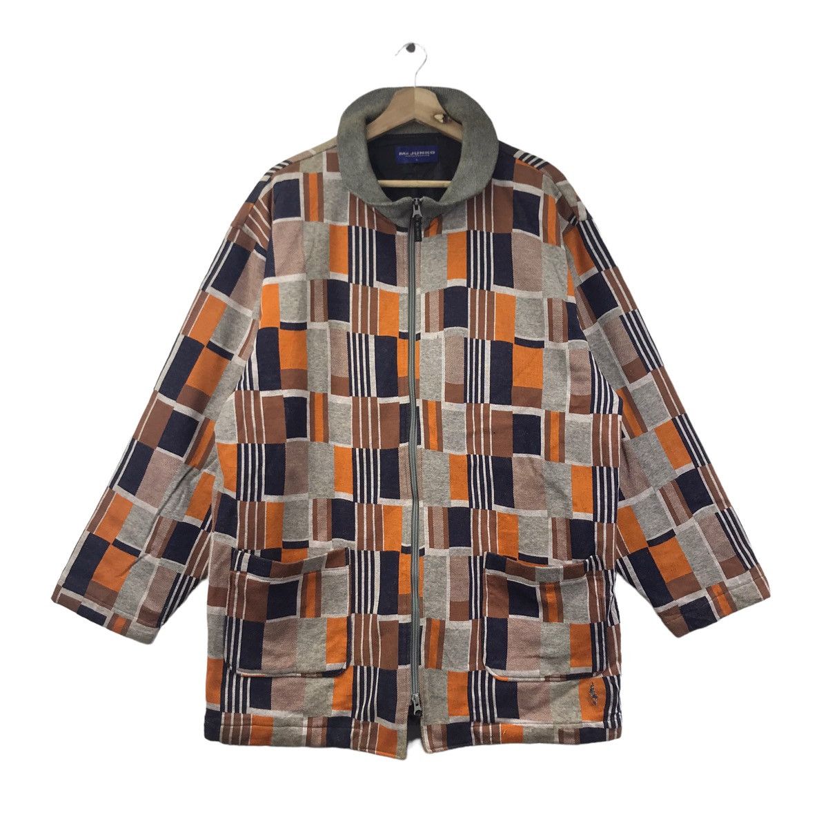 Junko Shimada × Vintage JUNKO CLASSICS By Junko Koshino Check Orange Bomber Jacket Size US L / EU 52-54 / 3 - 1 Thumbnail