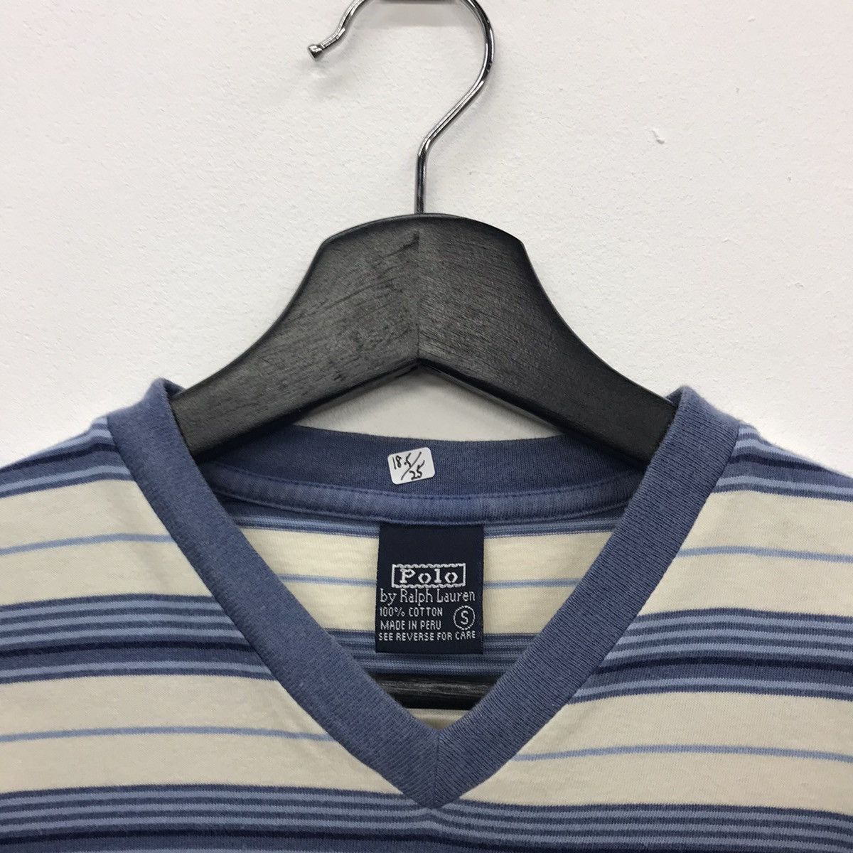 Polo Ralph Lauren × Vintage *Rare!! Vintage Polo Ralph Lauren Stripe V Neck Tee Size US S / EU 44-46 / 1 - 3 Thumbnail