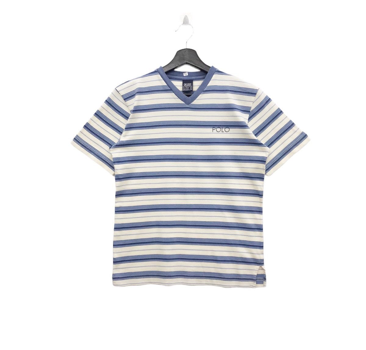 Polo Ralph Lauren × Vintage *Rare!! Vintage Polo Ralph Lauren Stripe V Neck Tee Size US S / EU 44-46 / 1 - 1 Thumbnail