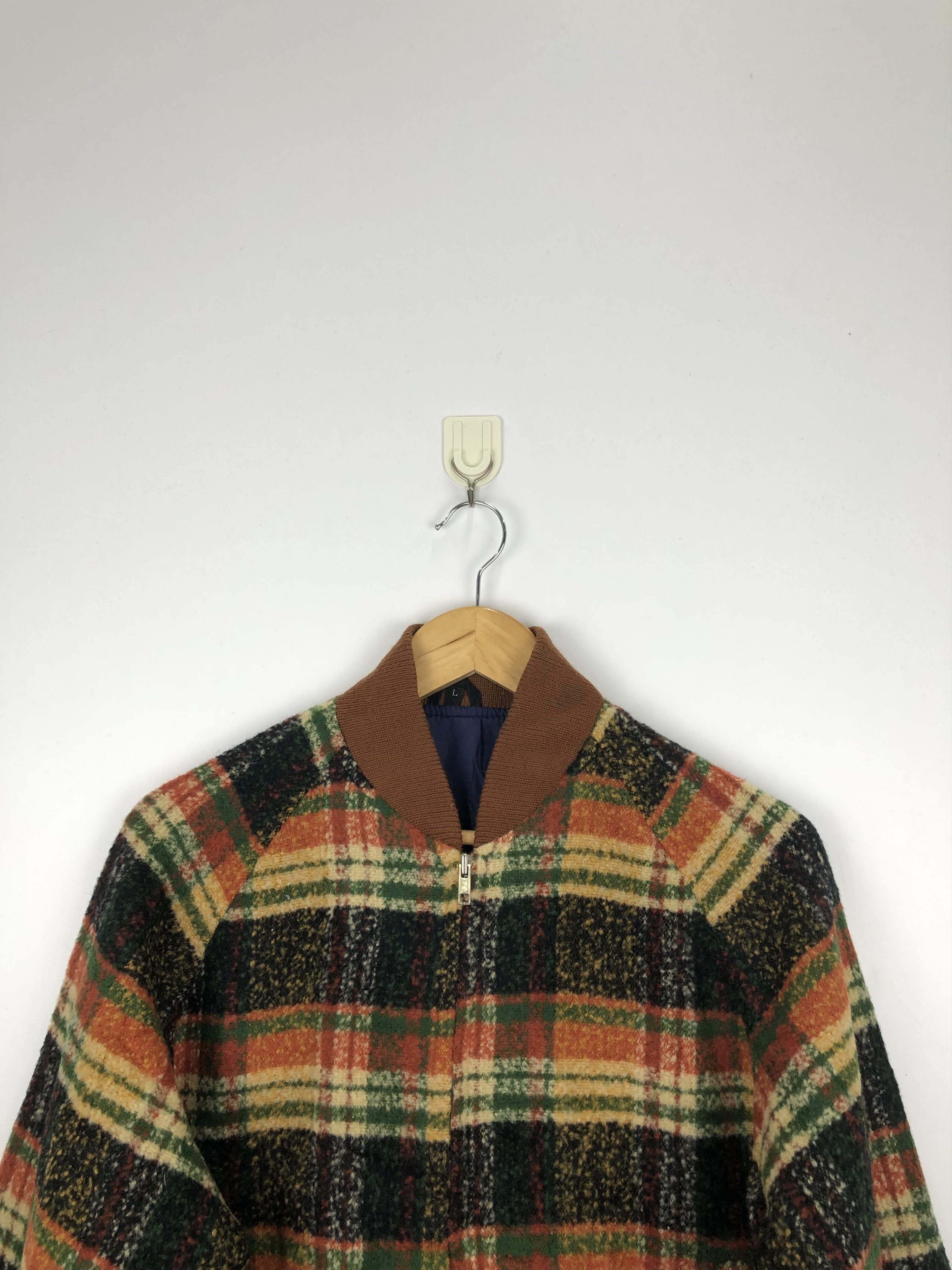 Japanese Brand × Vintage Vintage 90s Japanese Brand Wool Colourfull Plaid Jacket Size US L / EU 52-54 / 3 - 3 Thumbnail