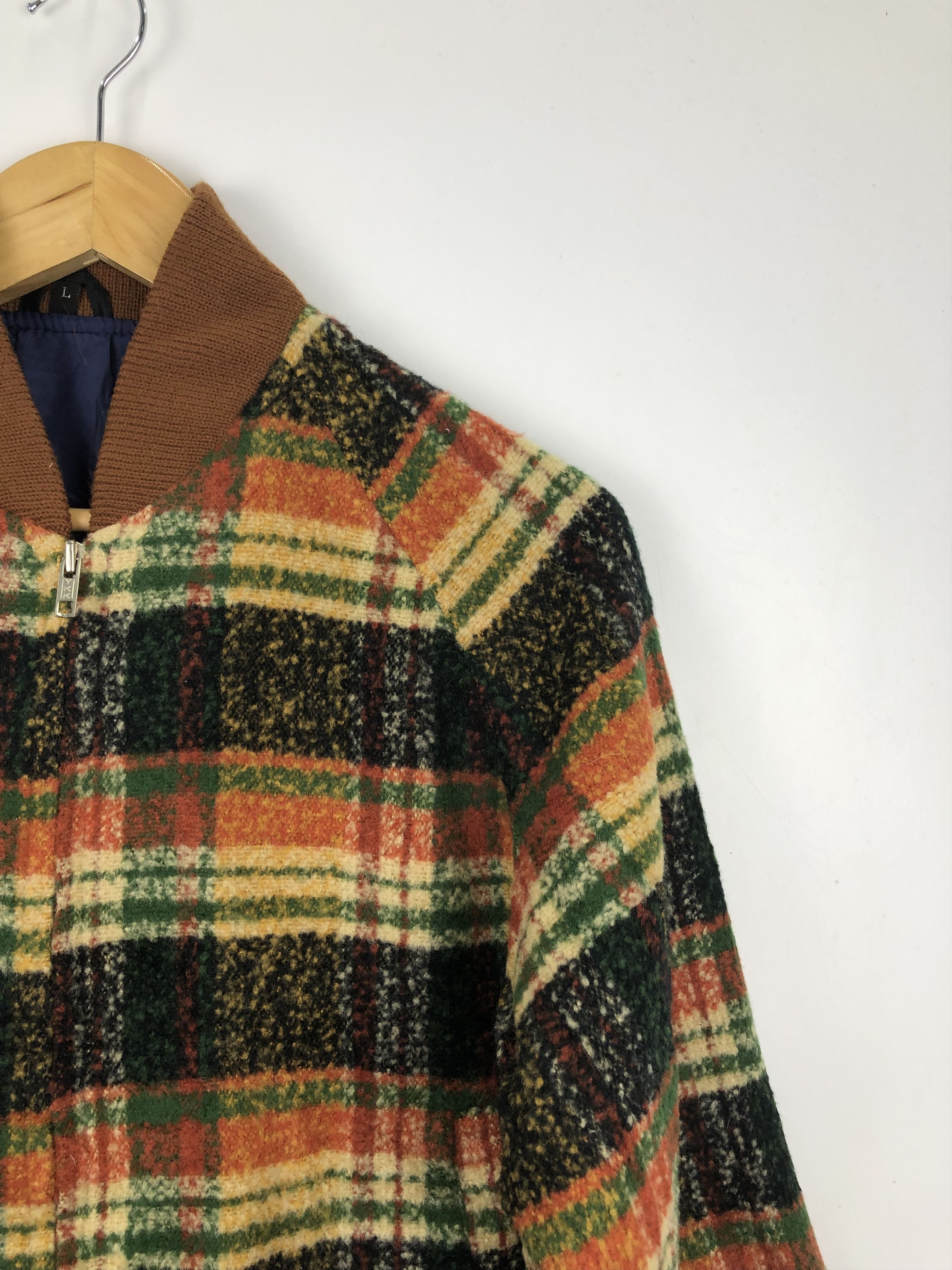 Japanese Brand × Vintage Vintage 90s Japanese Brand Wool Colourfull Plaid Jacket Size US L / EU 52-54 / 3 - 5 Thumbnail