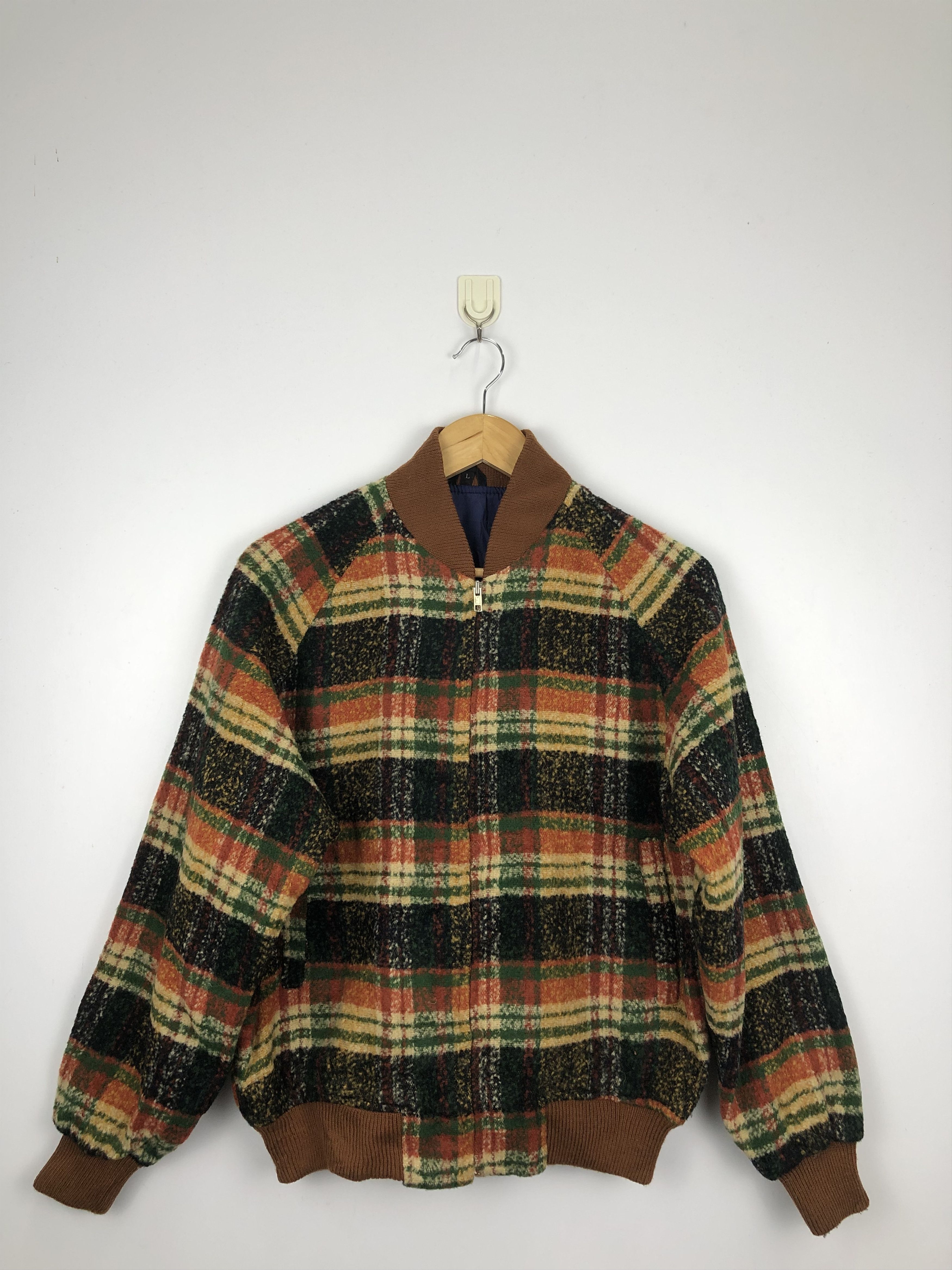 Japanese Brand × Vintage Vintage 90s Japanese Brand Wool Colourfull Plaid Jacket Size US L / EU 52-54 / 3 - 1 Thumbnail