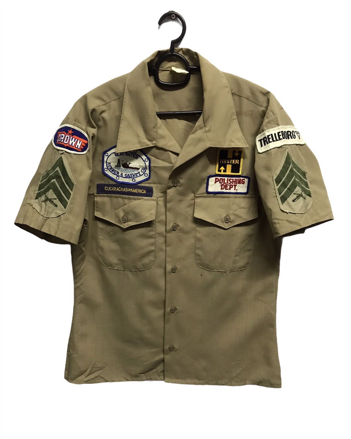 Vintage Vintage military button up with patches 80s Size US M / EU 48-50 / 2 - 1 Thumbnail