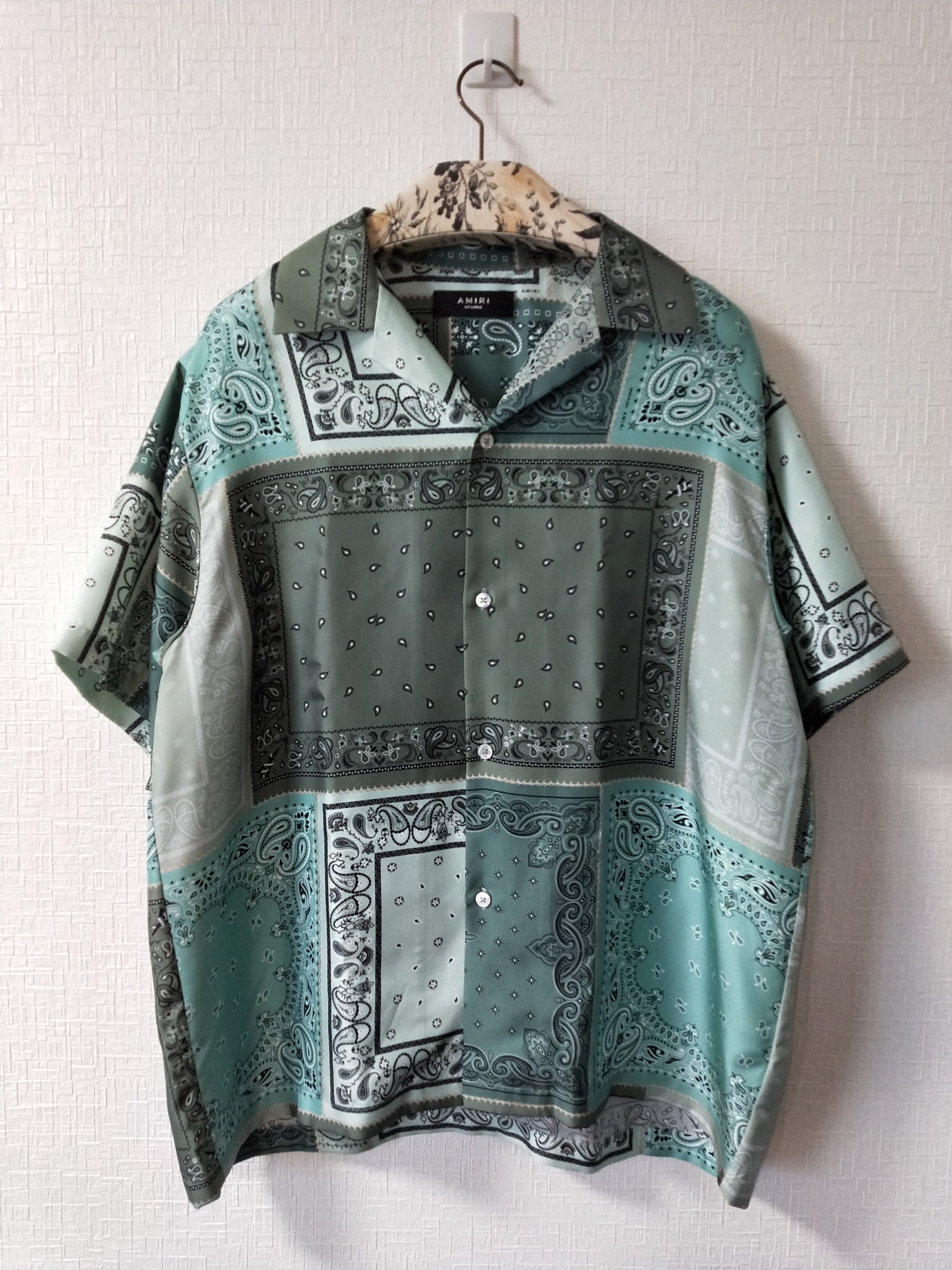 Pre-owned Amiri Bandana Patchwork Silk Shirt In Blue