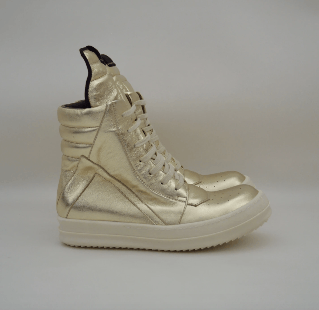 Rick Owens A/W 19 Gold Leather Geobaskets Sneakers Size US 8.5 / IT 38.5 - 1 Thumbnail