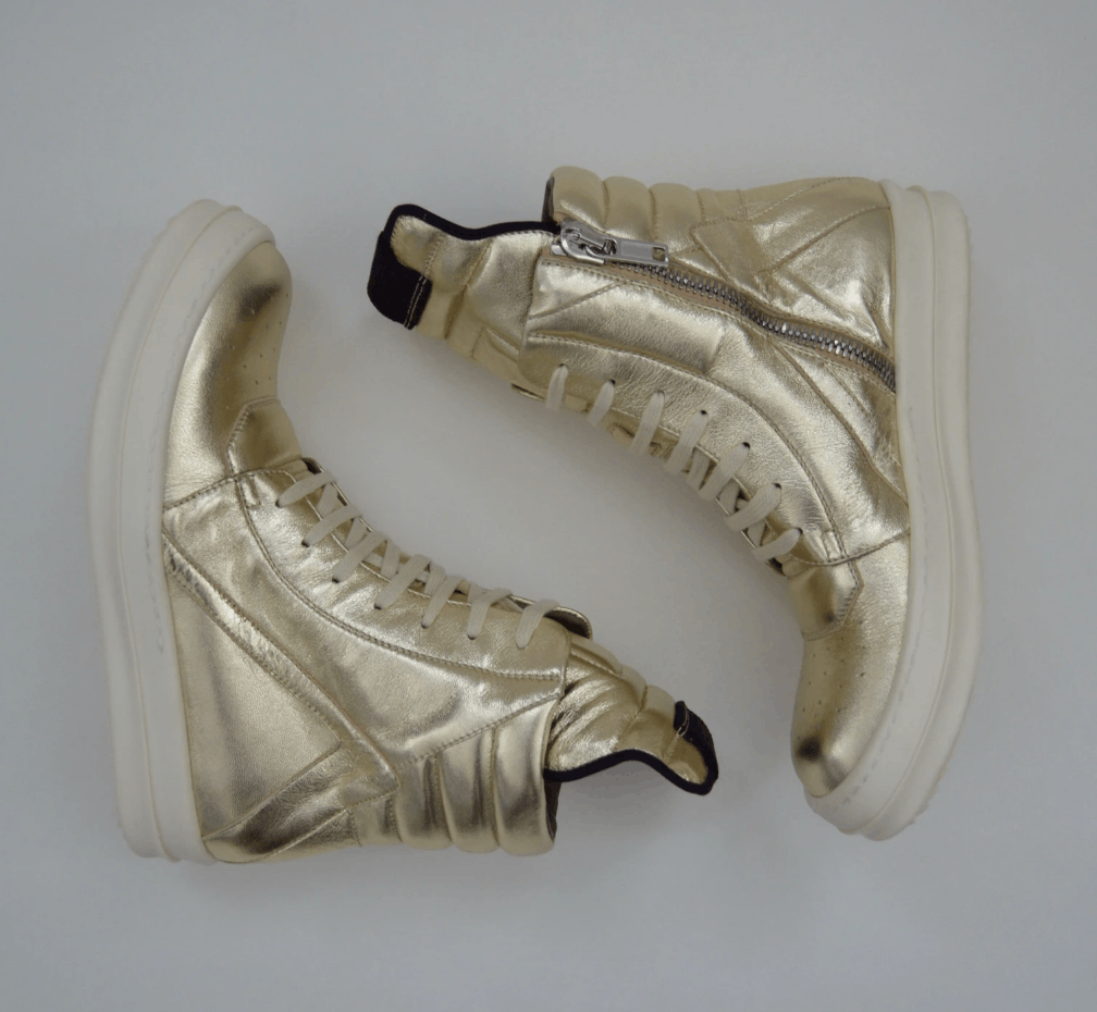 Rick Owens A/W 19 Gold Leather Geobaskets Sneakers Size US 8.5 / IT 38.5 - 11 Thumbnail