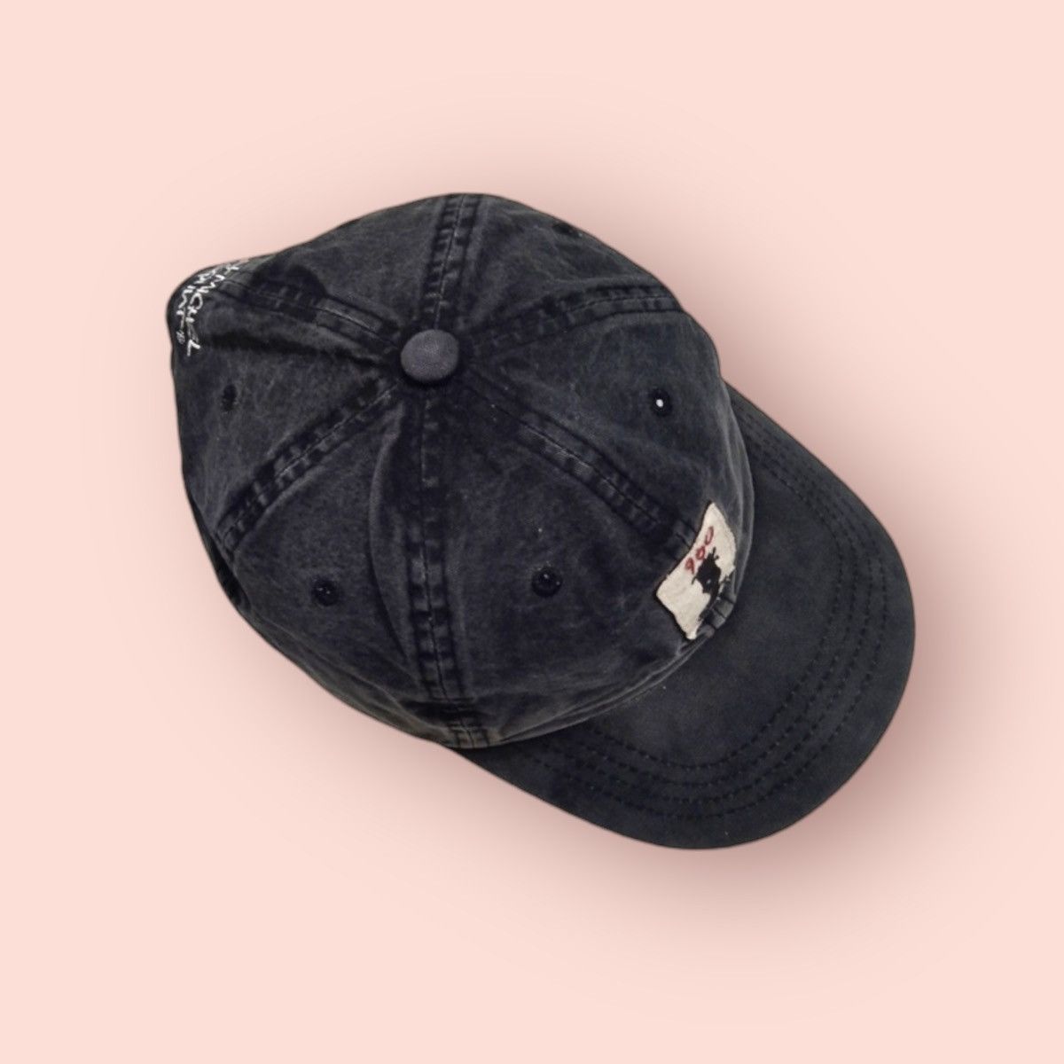 Jean-Michel Basquiat × Vintage JEAN MICHEL BASQUIAT BLACK WASHED DENIM STRAPBACK Size ONE SIZE - 10 Thumbnail