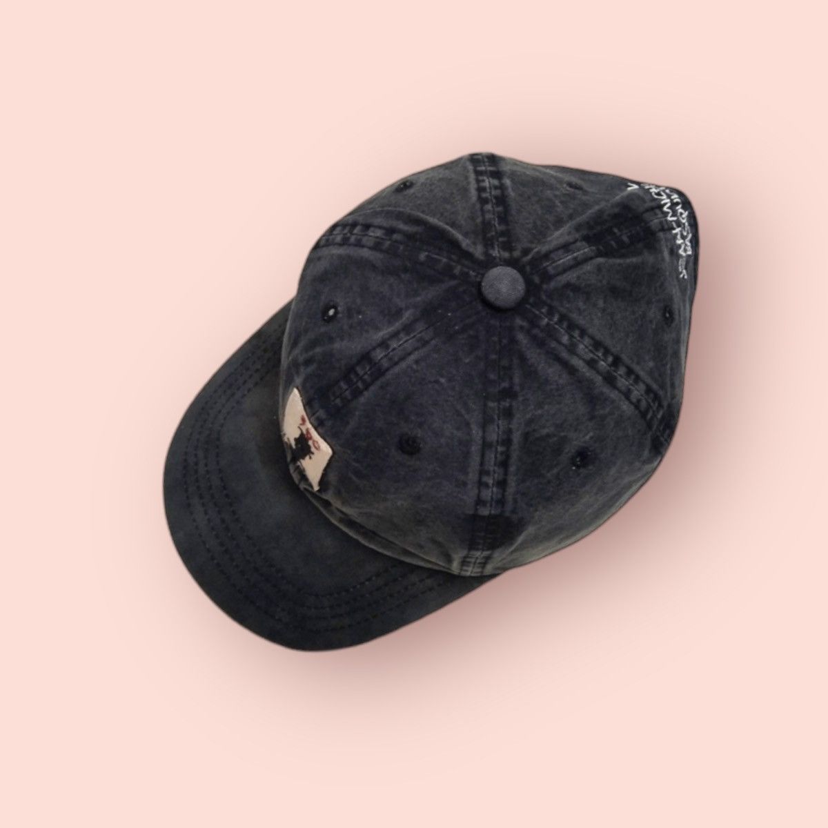 Jean-Michel Basquiat × Vintage JEAN MICHEL BASQUIAT BLACK WASHED DENIM STRAPBACK Size ONE SIZE - 8 Thumbnail