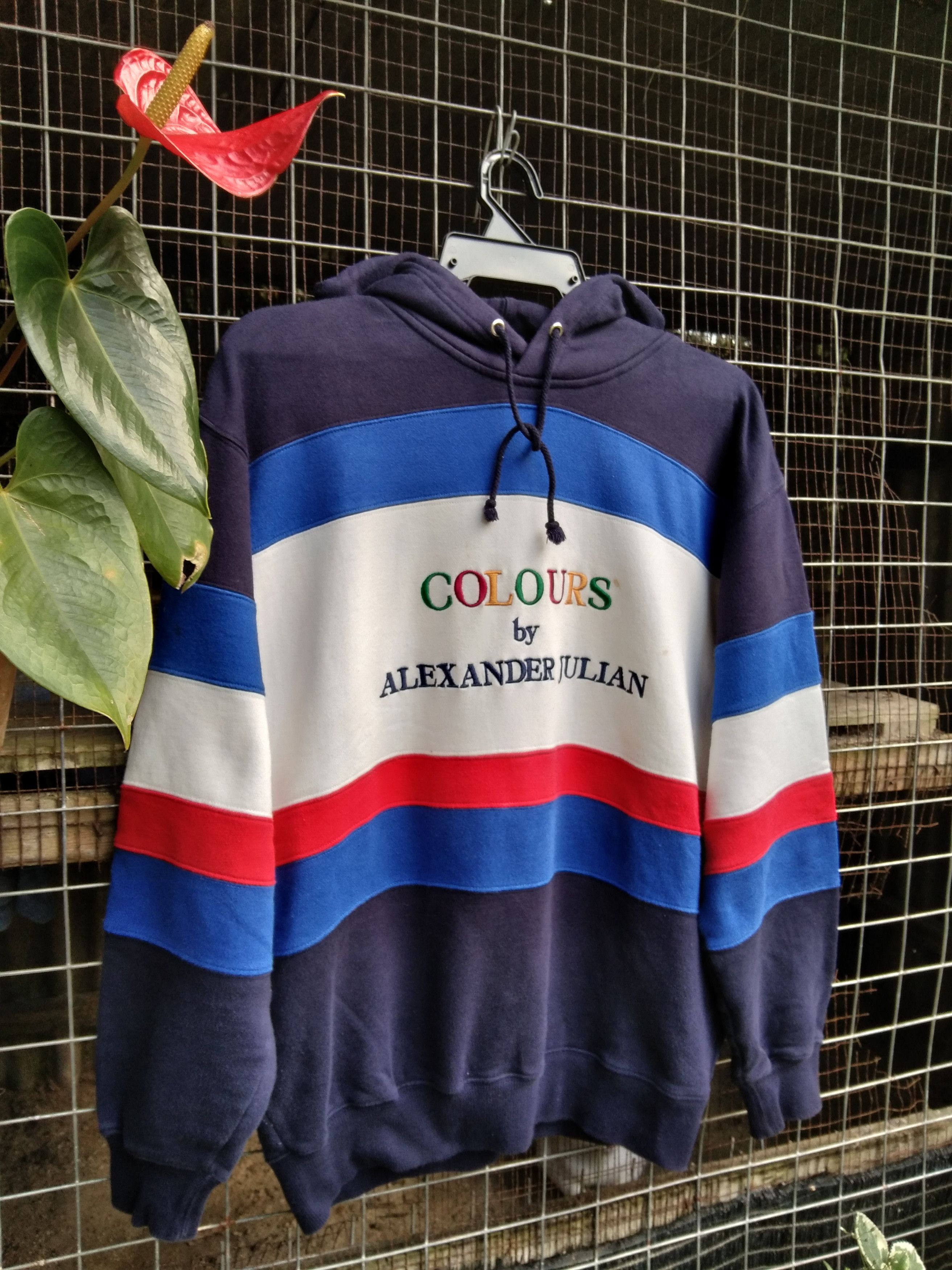Alexander Julian × Designer VINTAGE COLOURS EMBROIDERY SWEATSHIRT HOODIE Size US L / EU 52-54 / 3 - 3 Thumbnail