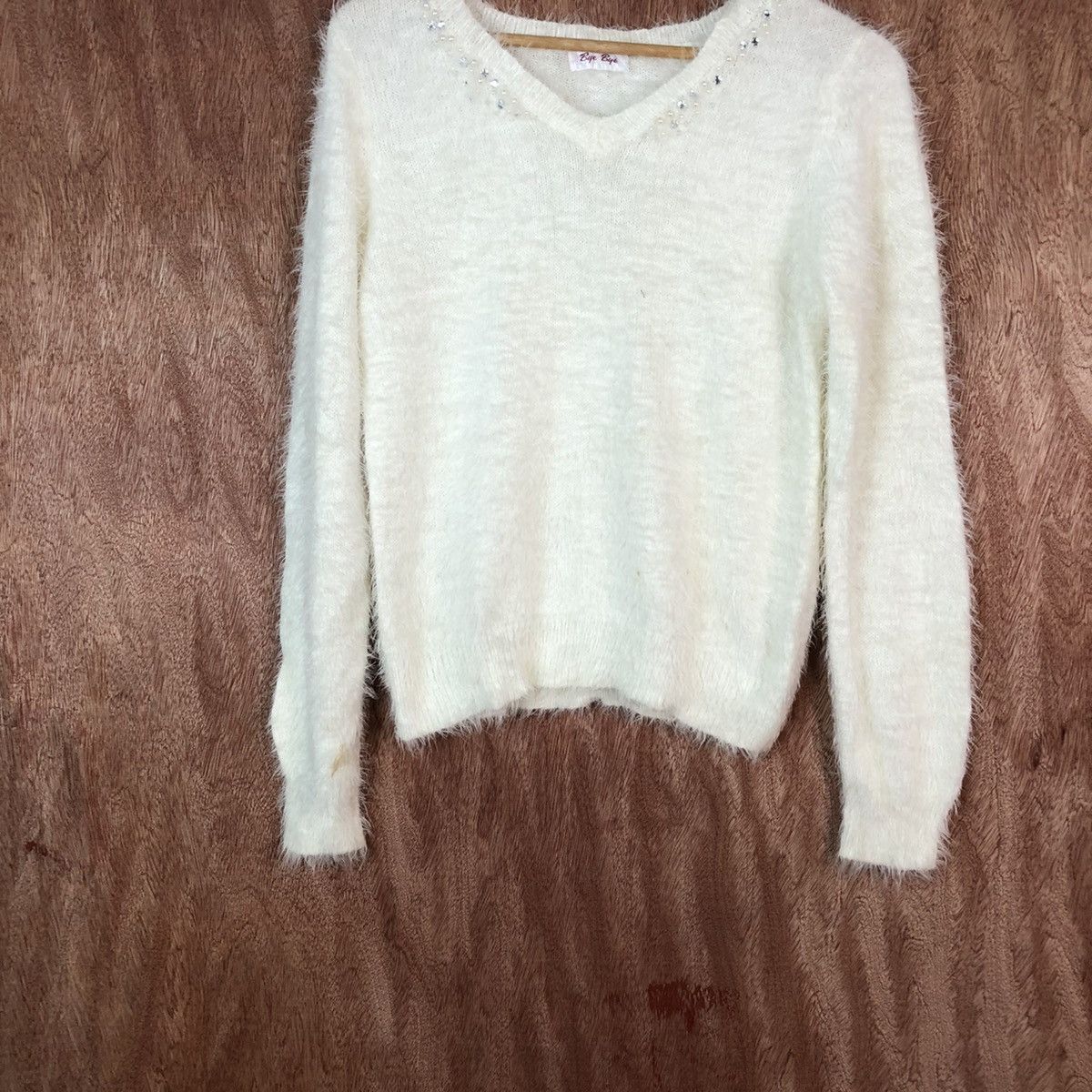 Homespun Knitwear Bye-Bye White Shag Shaggy Fur Mohair Knitwear #6650 Size US M / EU 48-50 / 2 - 3 Thumbnail