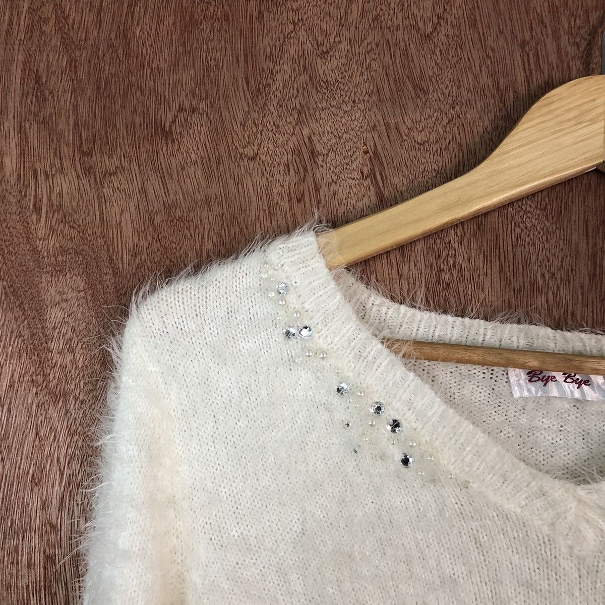 Homespun Knitwear Bye-Bye White Shag Shaggy Fur Mohair Knitwear #6650 Size US M / EU 48-50 / 2 - 6 Thumbnail
