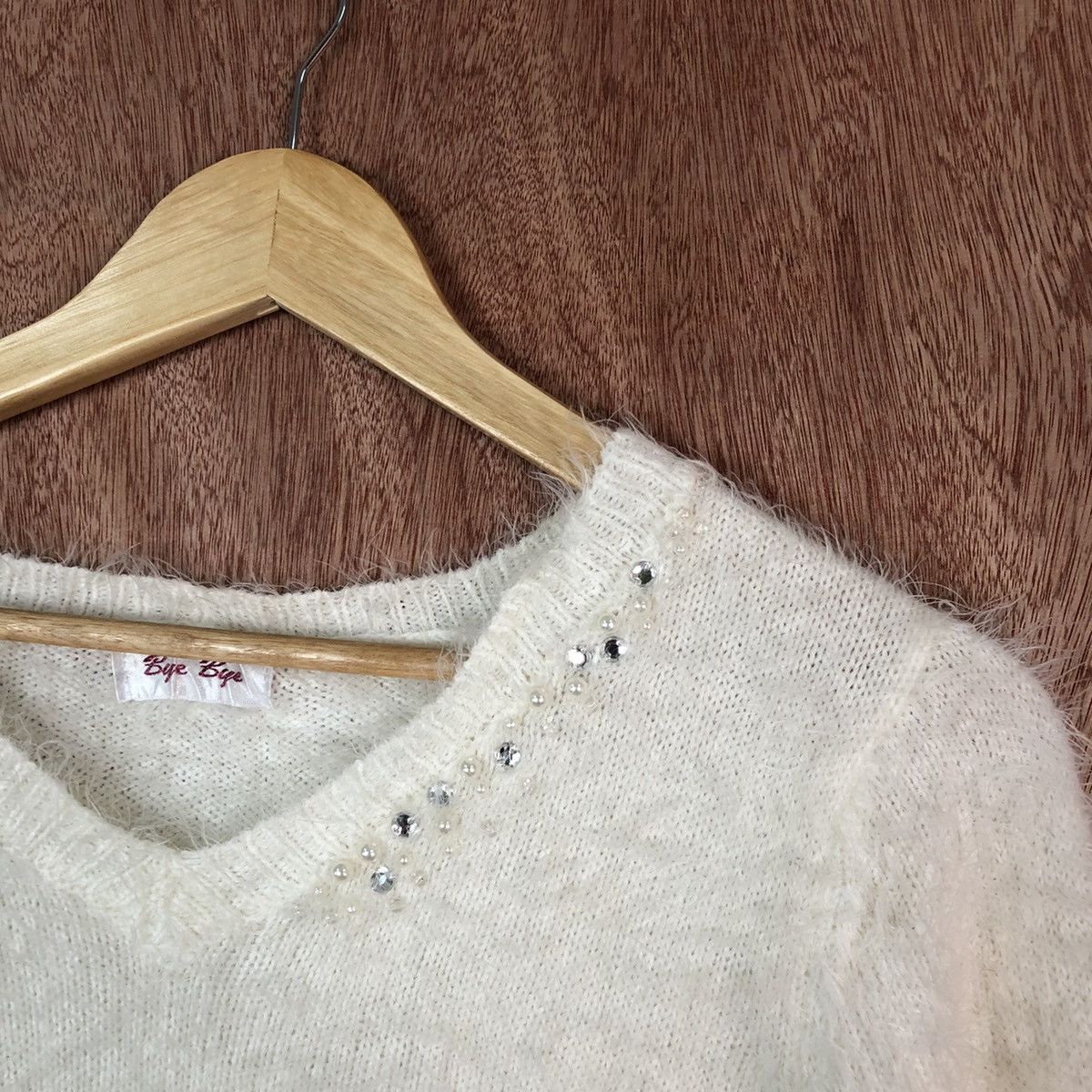Homespun Knitwear Bye-Bye White Shag Shaggy Fur Mohair Knitwear #6650 Size US M / EU 48-50 / 2 - 7 Thumbnail