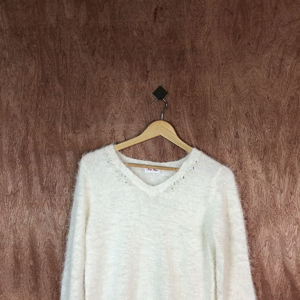 Homespun Knitwear Bye-Bye White Shag Shaggy Fur Mohair Knitwear #6650 Size US M / EU 48-50 / 2 - 2 Thumbnail
