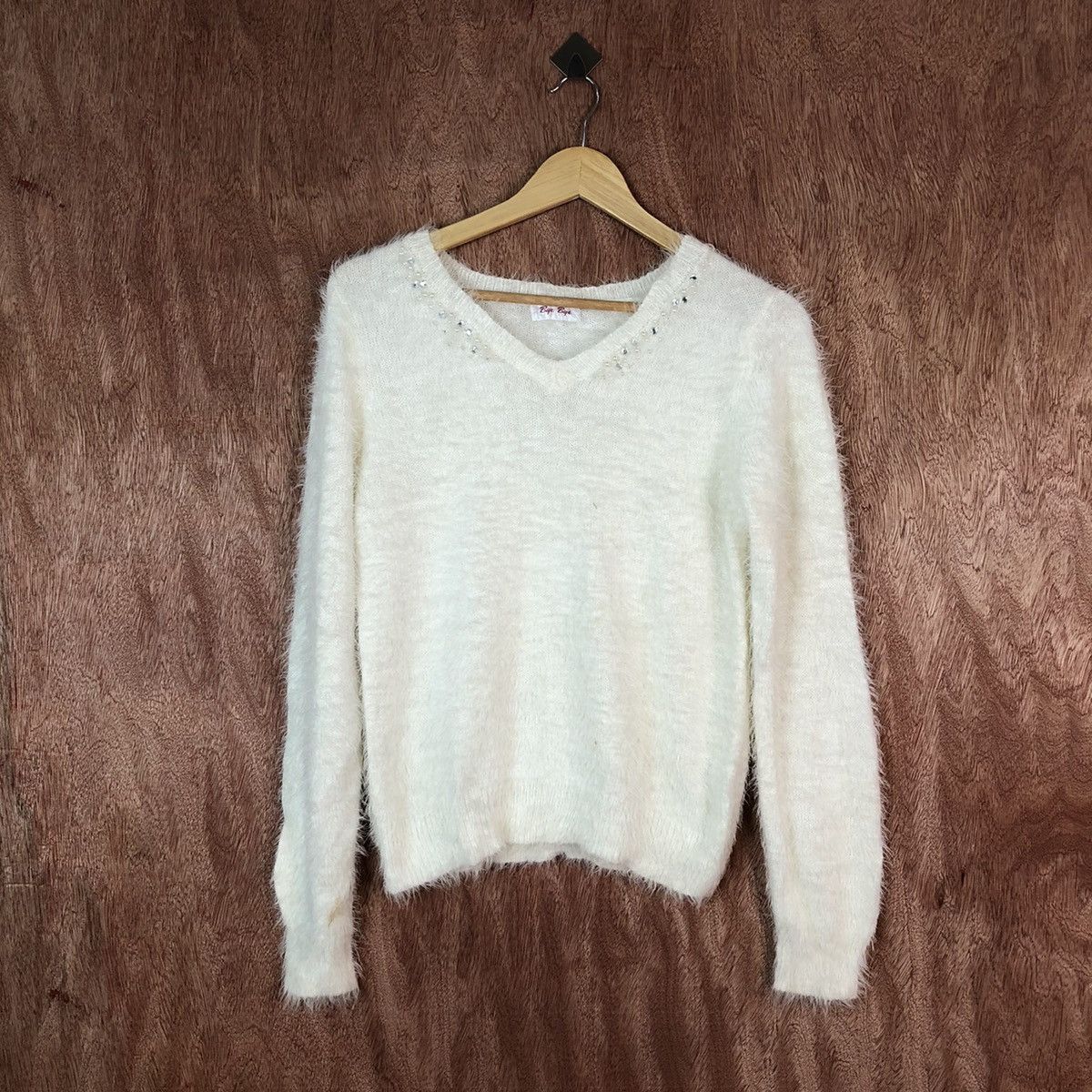 Homespun Knitwear Bye-Bye White Shag Shaggy Fur Mohair Knitwear #6650 Size US M / EU 48-50 / 2 - 1 Thumbnail