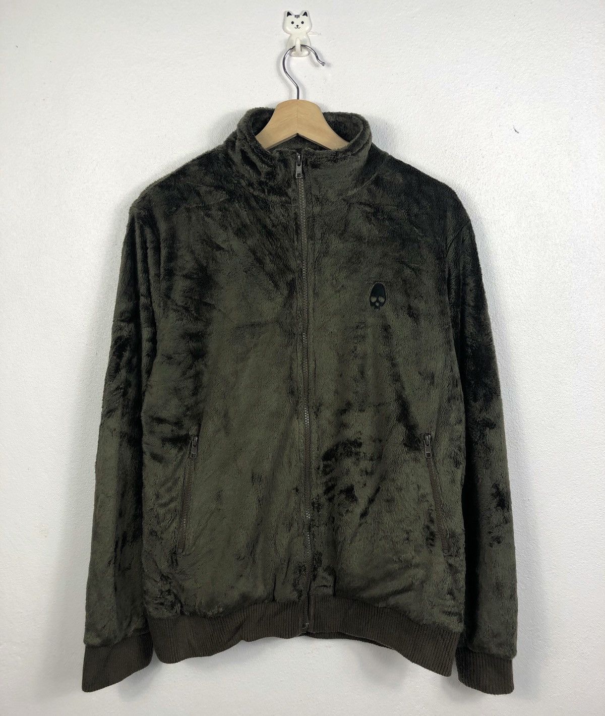 Rare Beams Faux Fur Velvet Zipper Sweatshirt