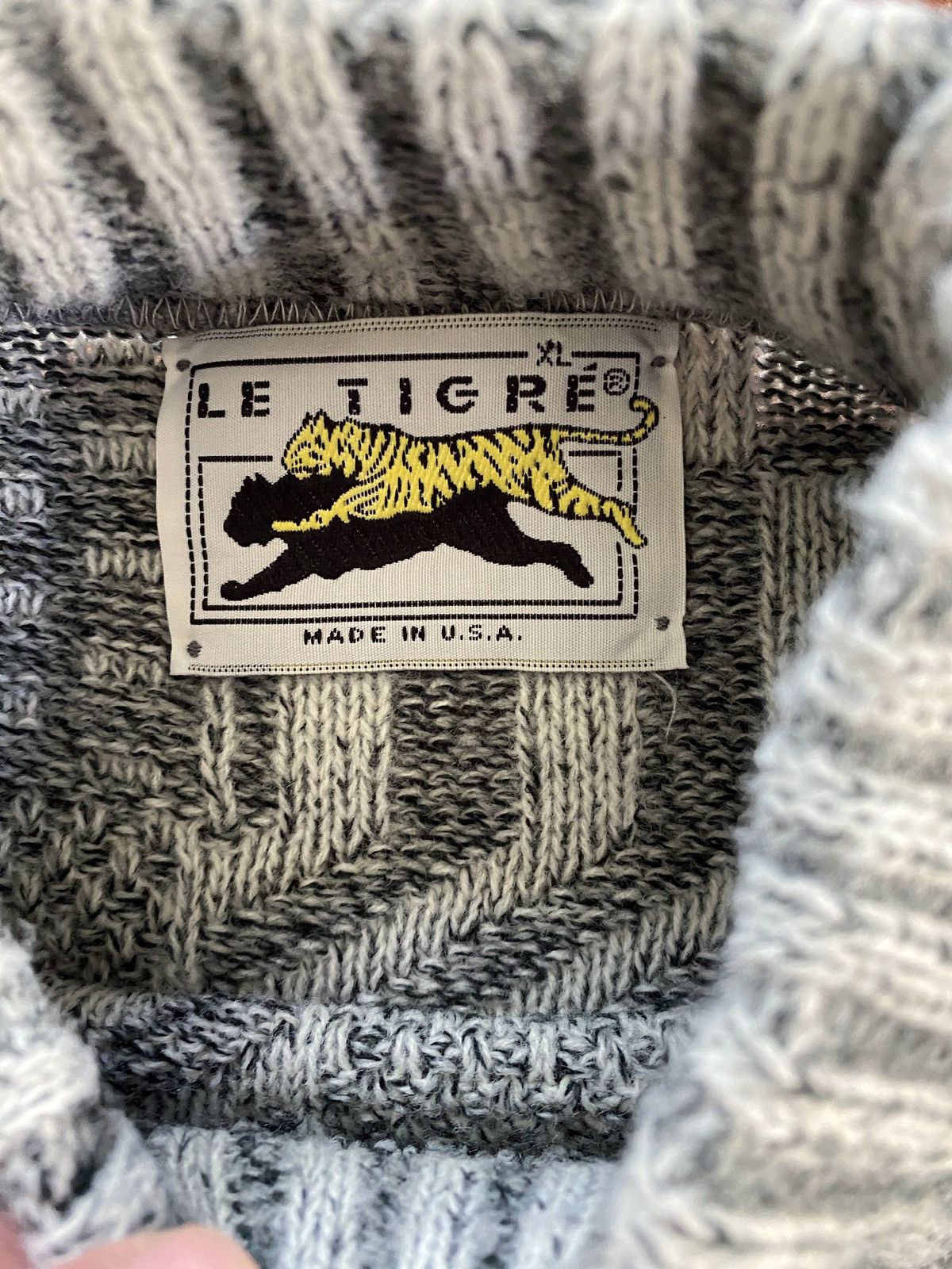 Le TIGRE Vintage 80’s Le Tigre Gray Geometric Blocks Knit Sweater Size US XL / EU 56 / 4 - 7 Thumbnail