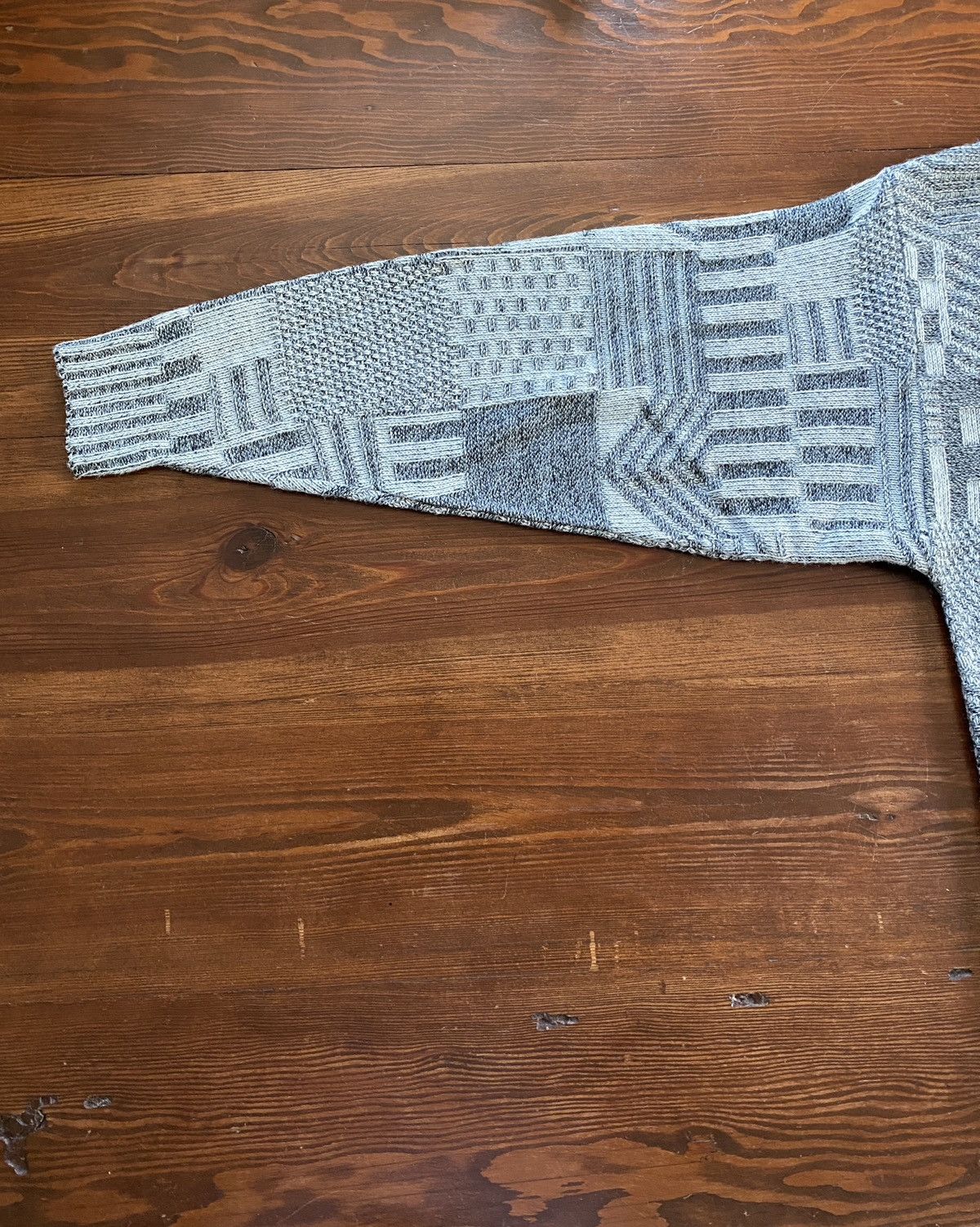 Le TIGRE Vintage 80’s Le Tigre Gray Geometric Blocks Knit Sweater Size US XL / EU 56 / 4 - 10 Thumbnail