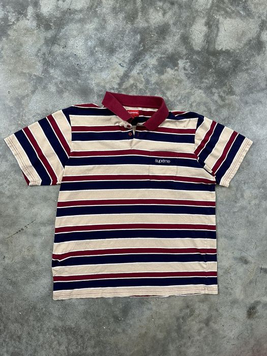 Supreme Supreme Striped Classic Logo Stripe Polo Shirt SS19 Sz. XL