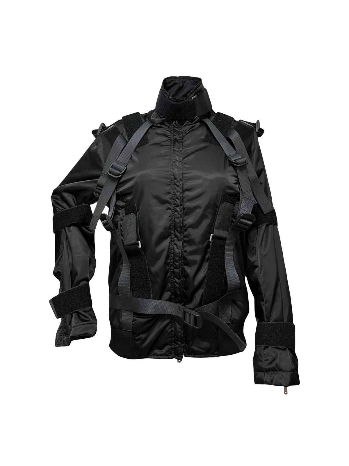 image of Dolce Gabbana Dolce&gabbana Fall Winter 2003 Nylon Pvc Bondage Jacket in Black, Women's (Size Mediu