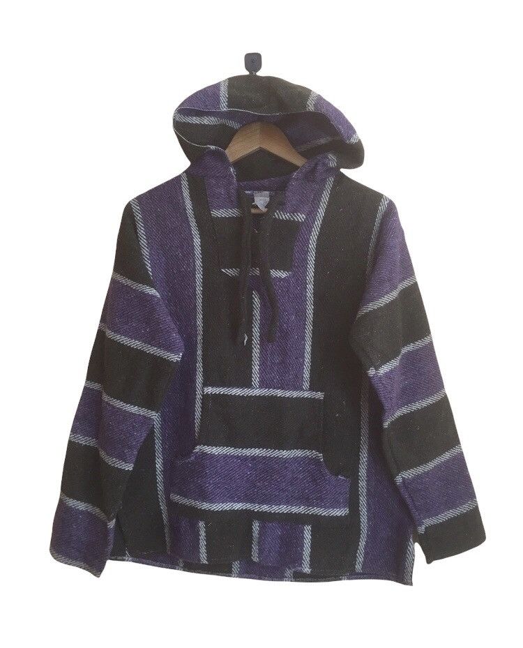 hot rare mexican baja jacket hoodie colorblock like indigo