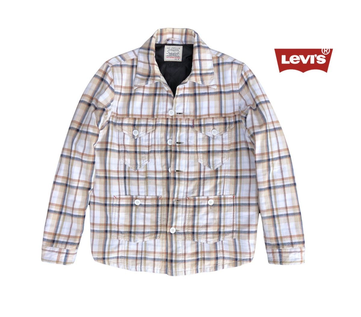 Levi's Levis Check Printed Jacket Quilted Lined Size US M / EU 48-50 / 2 - 1 Thumbnail
