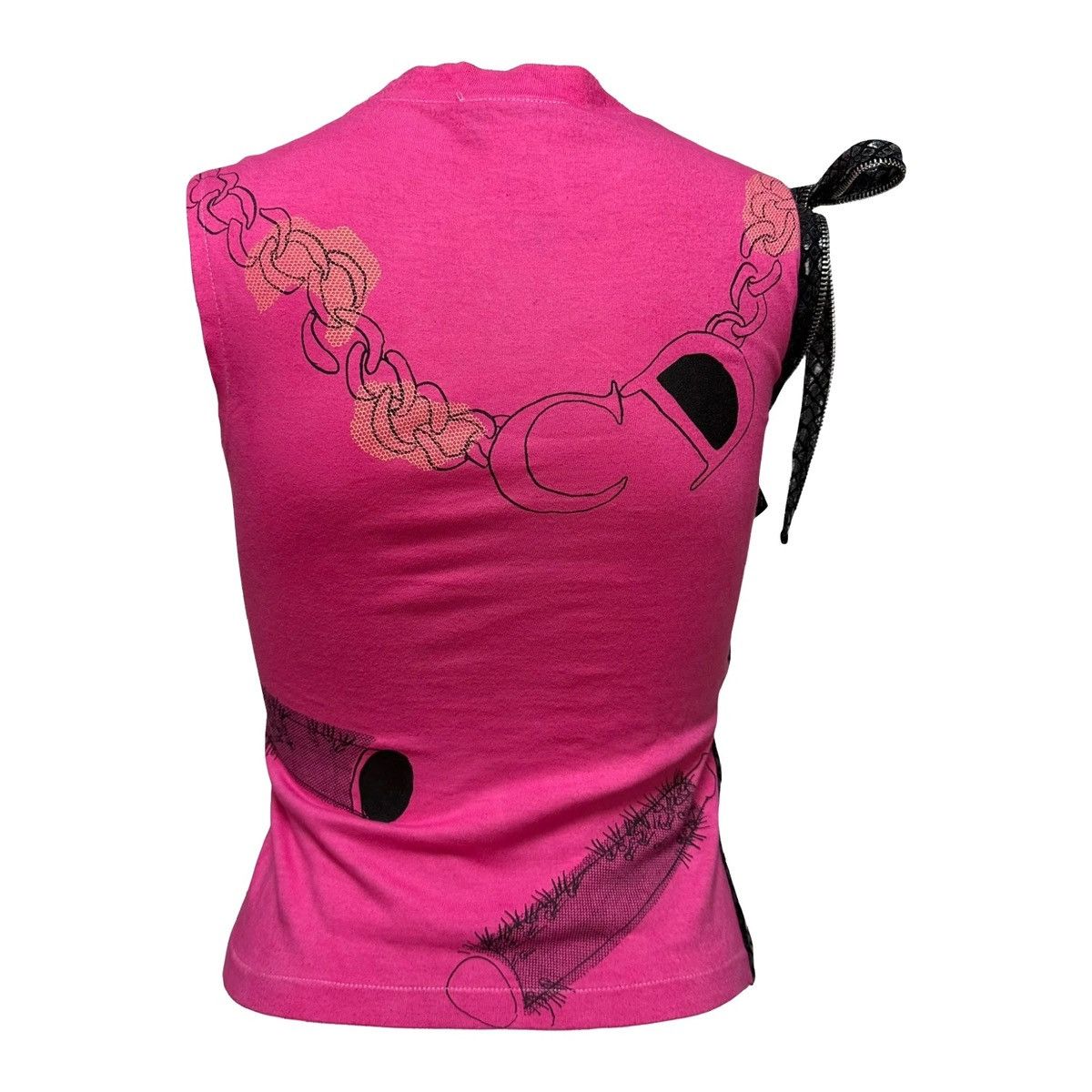 Dior CHRISTIAN DIOR S/S 2001 Graphic Print Zipper Tank Top Size XS / US 0-2 / IT 36-38 - 2 Thumbnail