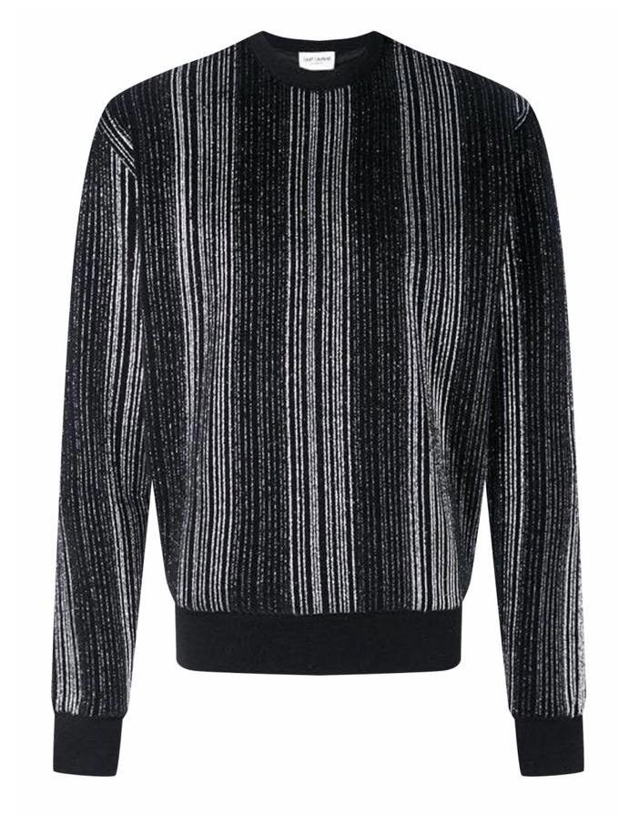 image of Saint Laurent Paris Sequin Lurex Detail Sweatshirt in Black, Men's (Size Medium)