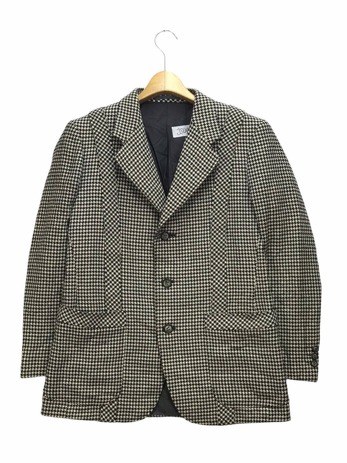 image of Archival Clothing x Lanvin Steal!! Lanvin Paris Hound Tooth Design Jacket in Black White (Size Medi