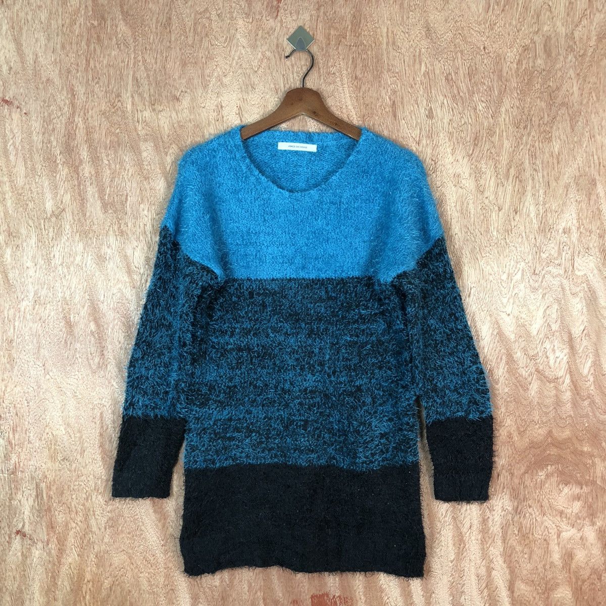 Japanese Brand Vence Exchange Blue Shag Shaggy Fur Mohair Knitwear #6637 Size US M / EU 48-50 / 2 - 1 Thumbnail